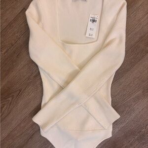 Abercrombie & Fitch Cream Ribbed Bodysuit